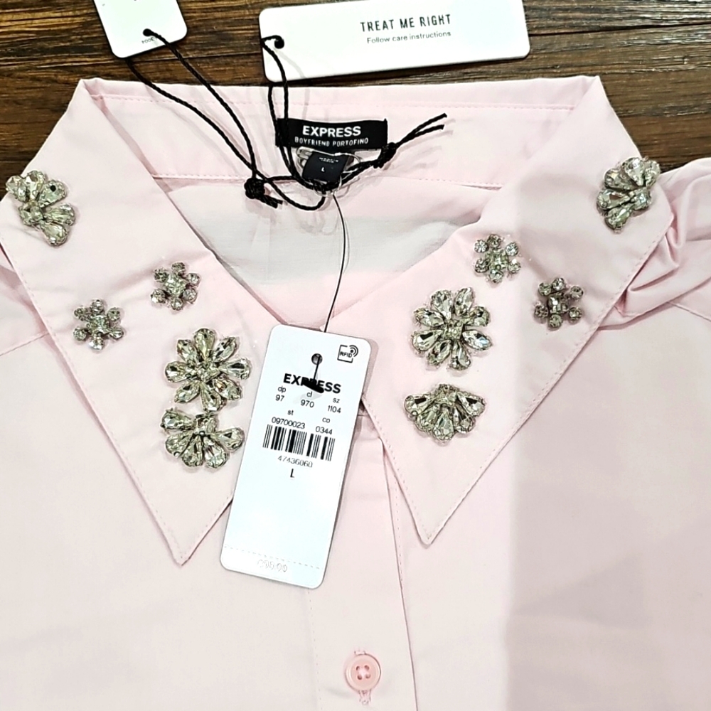 Express women shirt long sleeve pink